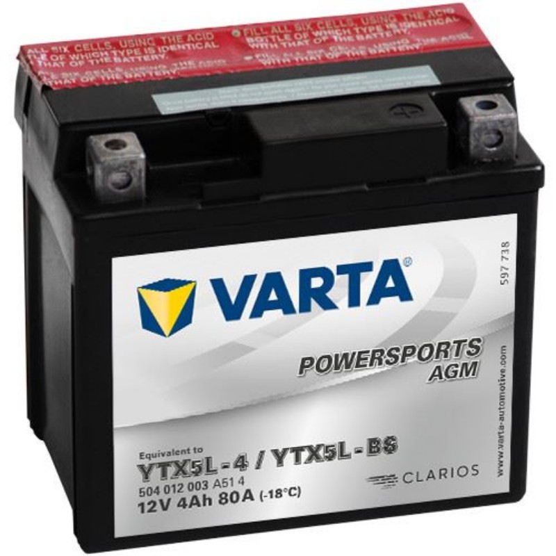 Imagen de BATERÍA VARTA Powersports AGM YTX5L-BS 12V 4Ah