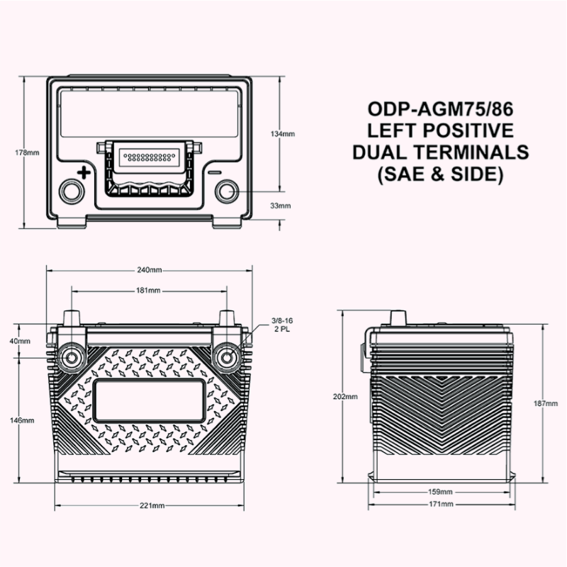 Imagen de BATERÍA ODYSSEY PC1230 Performance 49Ah 708A AGM