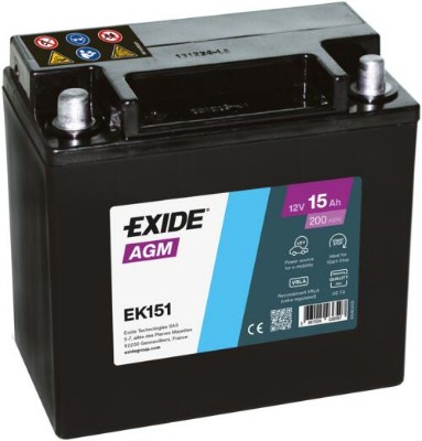 Imagen de BATERÍA EXIDE EK151 Auxiliar 15Ah 200A AGM