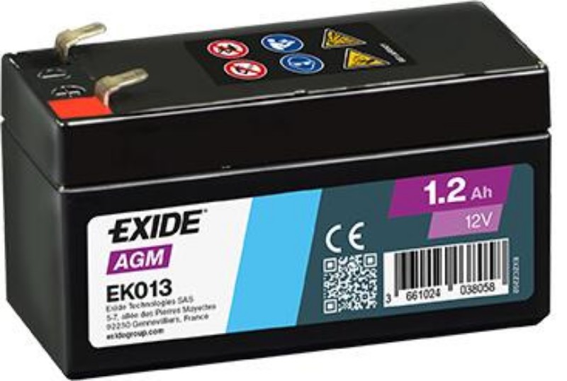 Imagen de BATERÍA EXIDE EK013 Auxiliar 1,2Ah 18A AGM